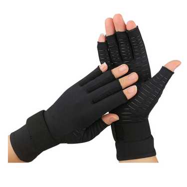 Les Gants de Contention noirs, dotés de doigts partiels et de poignets renforcés, offrent un soutien optimal pour les activités sportives et thérapeutiques - cocoonease